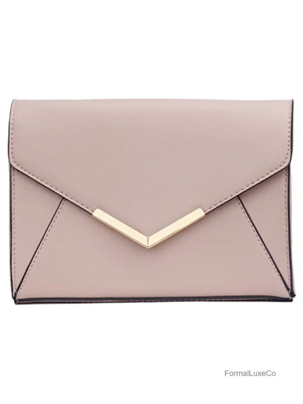 Faux Leather Evening Envelope Clutch Purse Foldover Bag with Chain Strap